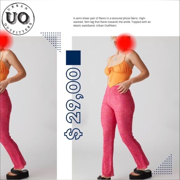 UO Alia Plisse Semi-Sheer Flare Pant Large Pink - Picture 2 of 4